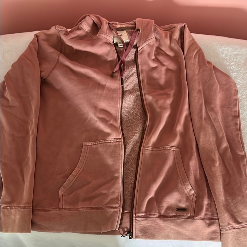 Billabong Pink Velvet Bomber Jacket with Ribbed Details